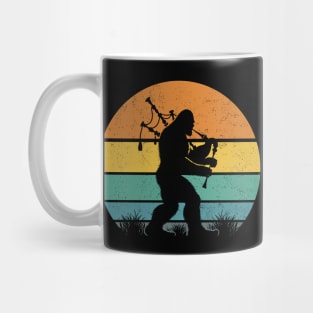 Bigfoot Sasquatch Playing Bagpipe Vintage Music Lover Bagpiper Mug